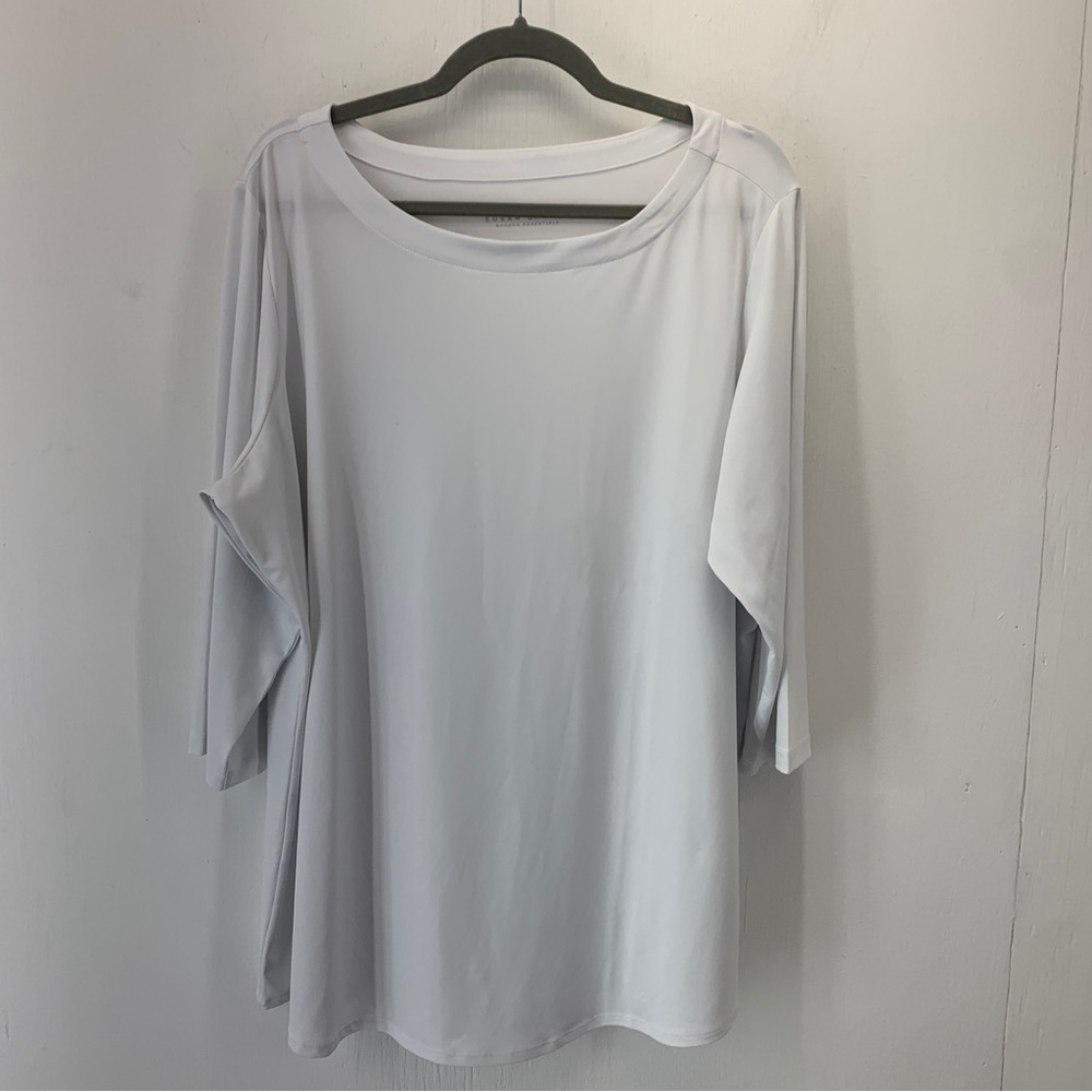 Susan Graver 2XP Tunic Top Modern Essentials Liquid Knit Pullover Boat Neck